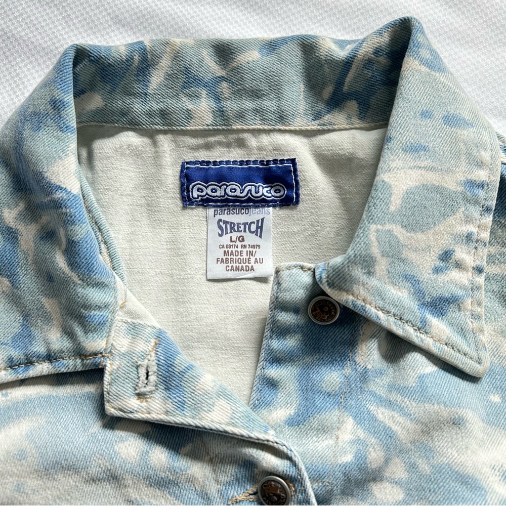 Vintage Y2K Parasuco Blue Camo Cropped Denim Vest Large Rare - Picture 4 of 4
